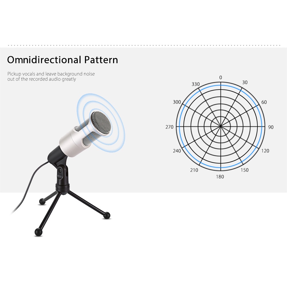 Yanmai Omnidirectional Condenser Microphone with Stand - SF-960B - Golden
