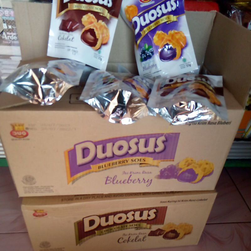 Duosus Duo Sus Soes Kering Lumer 1 Dus/Karton Isi 30 Pcs Varian Rasa Coklat Blueberry