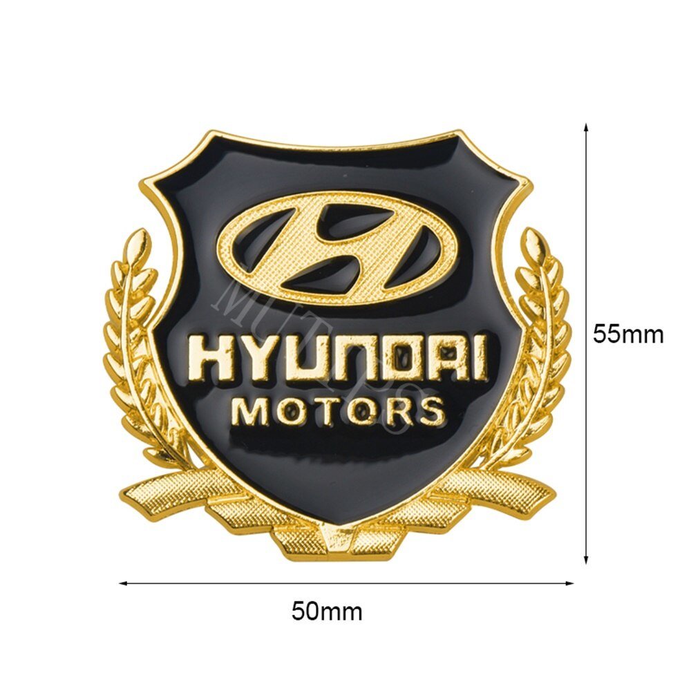 HYUNDAI 2pcs Stiker Logo 3D Bahan Metal Untuk i20 Trajet H1 i10 Kona Getz Accent Atoz Santa Fe