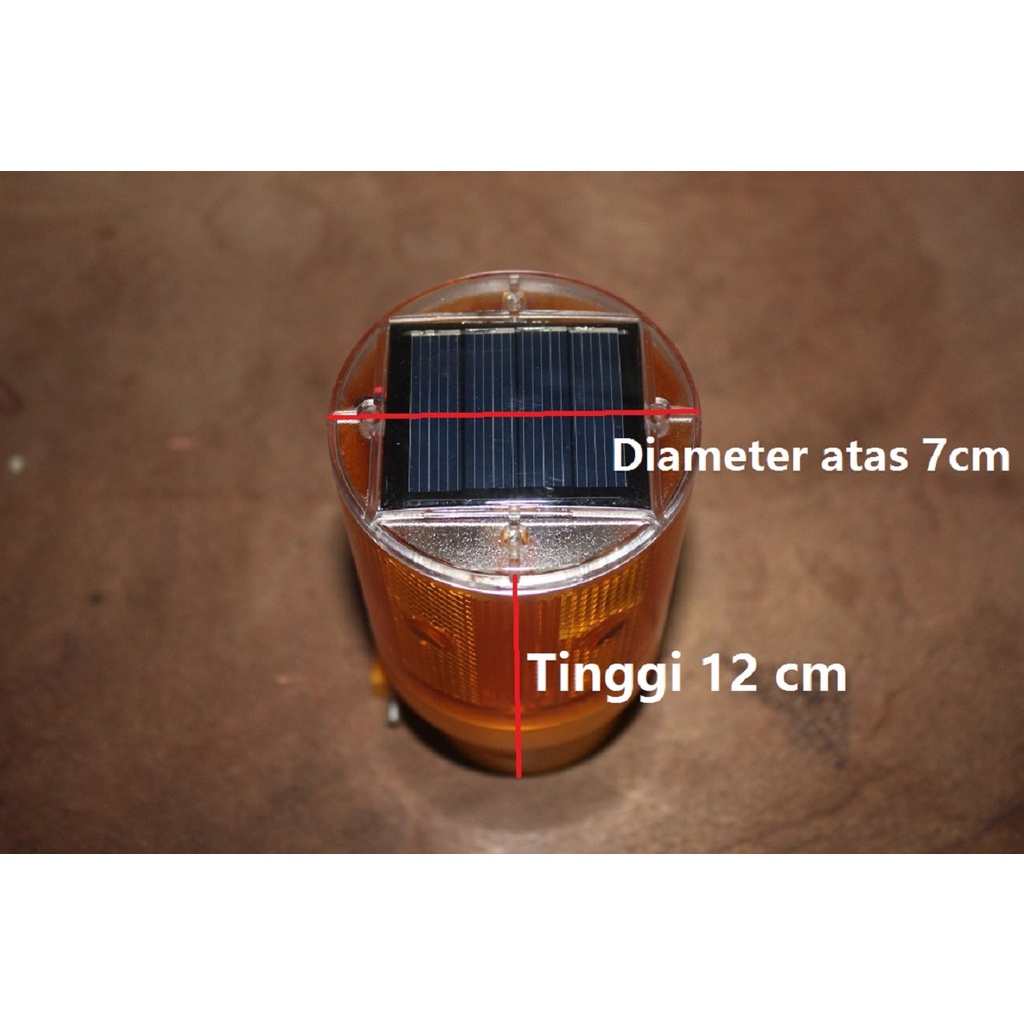 Lampu warning light kedip solar power tenaga surya matahari solar powered cell merah kuning untuk tower radio BTS petir plang RS UGD IGD Rumah sakit klinik praktek dokter SPBU truk pom bensin toko counter konter pulsa warung warteg mini market 24 jam