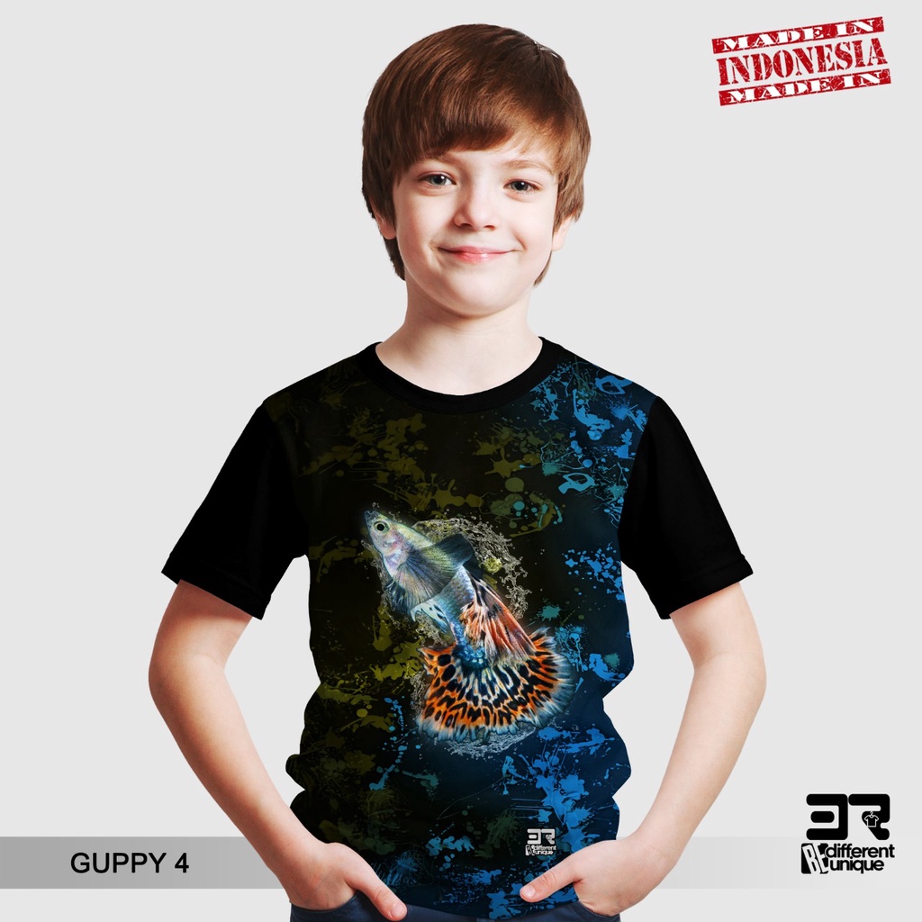 [ COD / BAYAR DI TEMPAT ] KAOS DISTRO PRINTING ANAK ANAK GAMBAR IKAN HIAS GUPPY 4