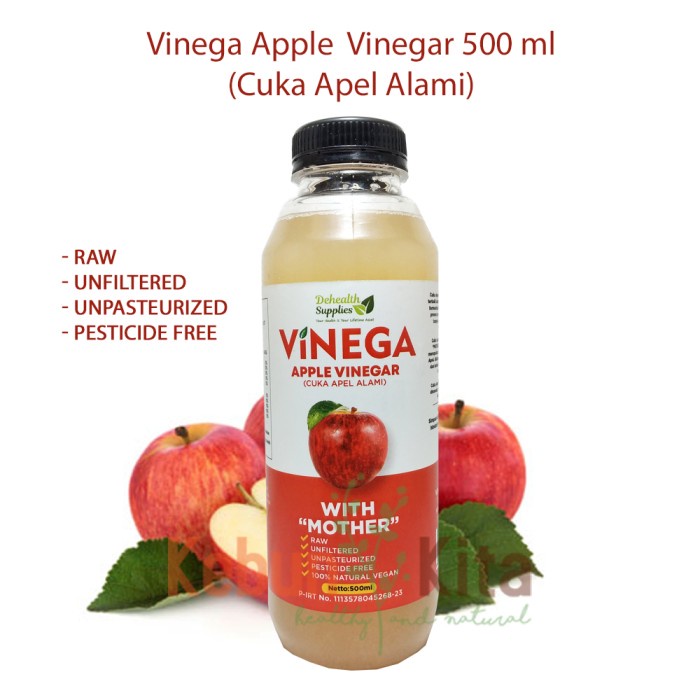 

Jual Vinega Apple Cider Vinegar 500Ml With The Mother (Cuka Apel Vinega)
