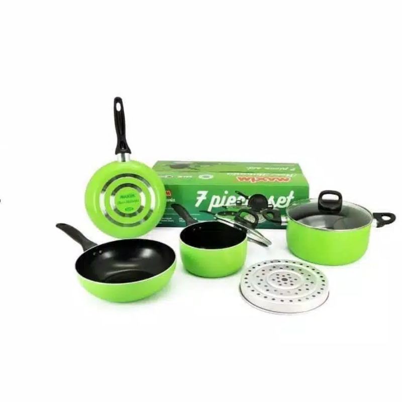 Maxim Halania 7Pcs Set . Panci Set 7Pcs - Hijau . Baru&Original