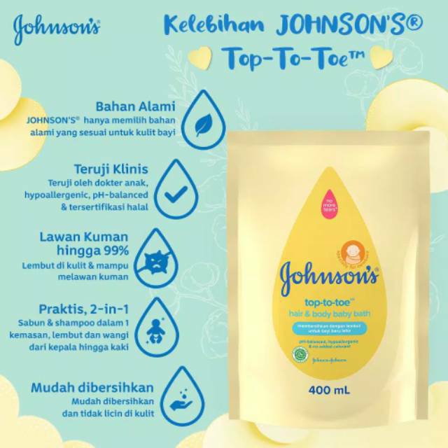 Johnson’s Top to Toe Hair &amp; Body Bath Refill 400 ml