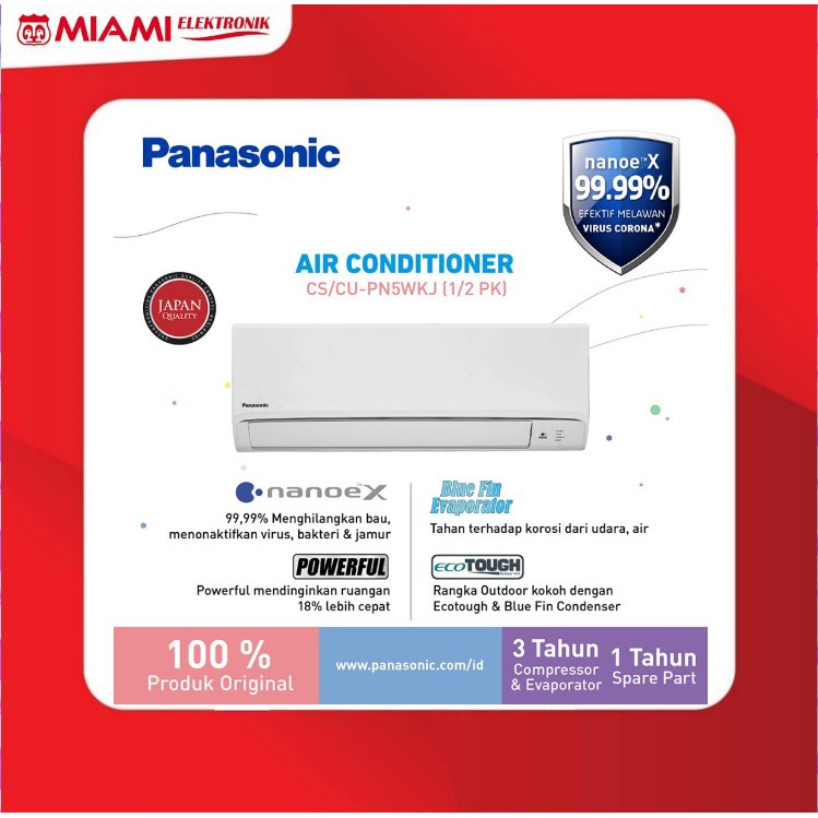 Panasonic CS-PN5WKJ AC Split 1/2 PK Standard Putih