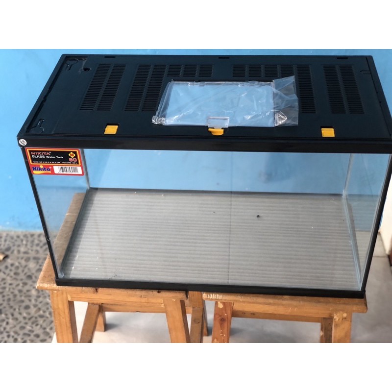 Aquarium 60 L [ 60 x 29,5x35,5 ] Terarrium Kandang Hamster plus tutup