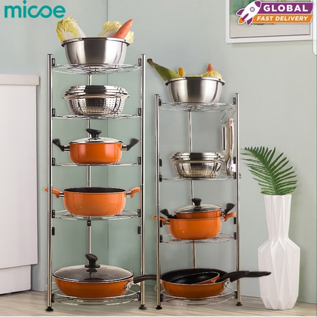 Diskon Micoe Rak Panci Wajan Peralatan Rak Dapur Bertingkat Rak 4 Dan 5 Tingkat 9yLKXOCX3Gbem