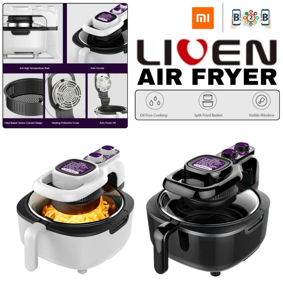 Liven Air Fryer 5L Penggorengan Tanpa Minyak Wajan - Hitam