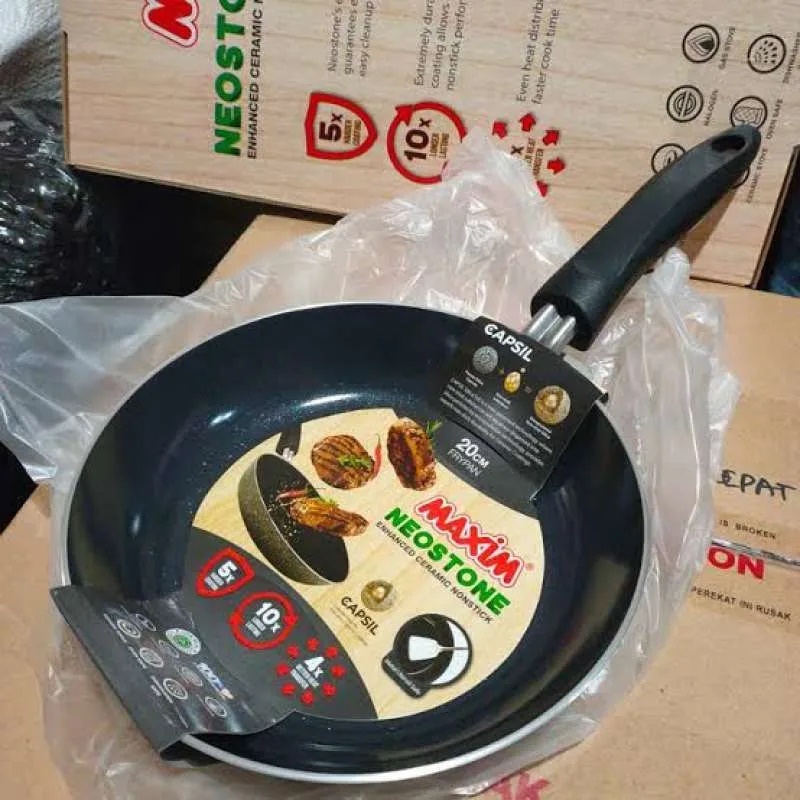 Teflon Maxim Neostone Frypan 20 cm | Fry Pan Anti Lengket Penggorengan 20cm MAXIM NEOSTONE CAPSIL Anti Lengket Marble Ceramic Wajan Penggorengan Import Anti Karat Bisa COD