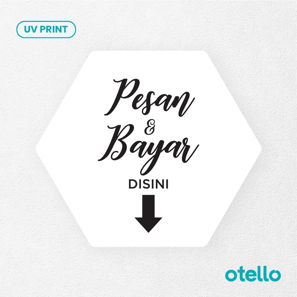 Pesan &amp; Bayar Disini Latin Signage Board Akrilik Tempel Dinding Papan Acrylic Restoran Dinding Petunjuk Toko Cafe