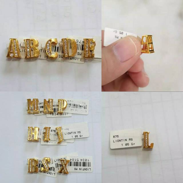 LIONTIN EMAS HURUF BATU 875