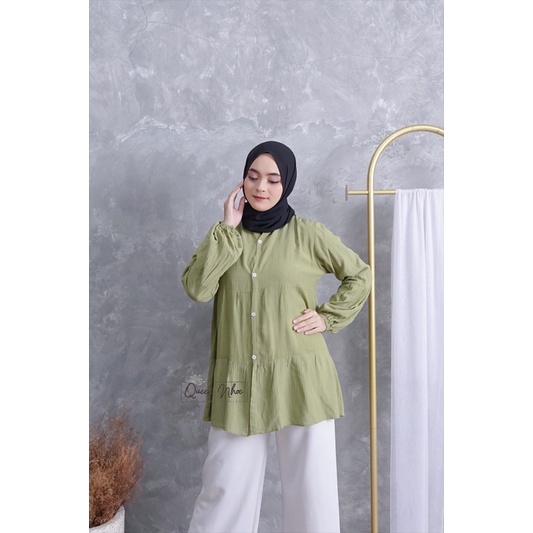 BLOUSE WANITA RAYON CRINKLE PREMIUM MADE CESI REKSA-Cesi Matcha