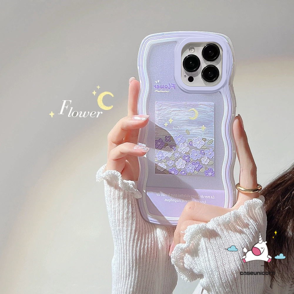 Case Oppo A17 A77 A15 A78 A95 A54 A16 A57 A17K A74 A96 A77s A31 A53 A33 A9 A5 A1K A55 A12 A5s A7 A16K A16E A92 A76 A16s A3s A52 Reno 8T 8Z 7Z 6 8 5 7 Bunga Soft Cover Tepi Bergelombang