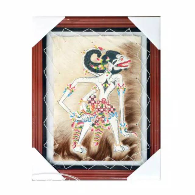 LUKISAN WAYANG KULIT HANOMAN 45x35 cm - PAJANGAN DEKORASI RUMAH - SOUVENIR MURAH KHAS JOGJA