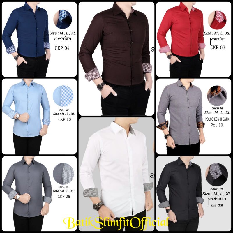 KEMEJA POLOS PREMIUM BAHAN KATTUN POLA SLIMFIT M L XL XXL