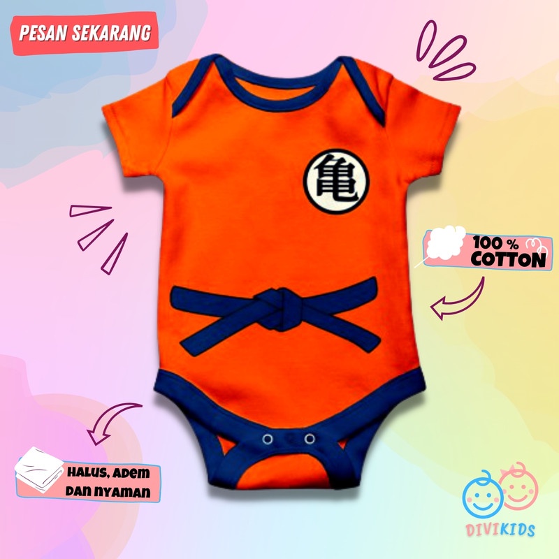 Jumper Jumpsuit Romper Onesie Bayi Baby Karakter Motif Anime Dragon Ball Umur 0 - 12 Bulan