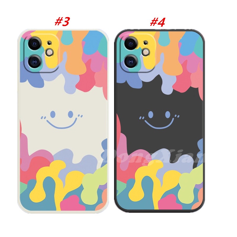 Casing iPhone 13 Pro Max iPhone13 iPhone 12 iPhone11 iPhoneXR XS iPhone6 6S 7 8 Plus INS Fashion Trend Morandi Abstract Smiley Soft Silicone Case