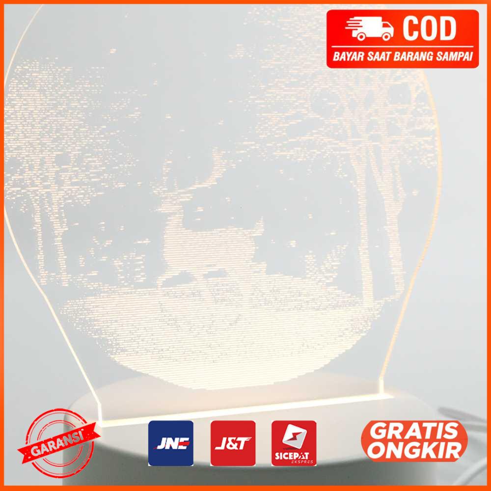 Lampu Tidur 3D LED Transparan Warm White Z-584 Elk Tree