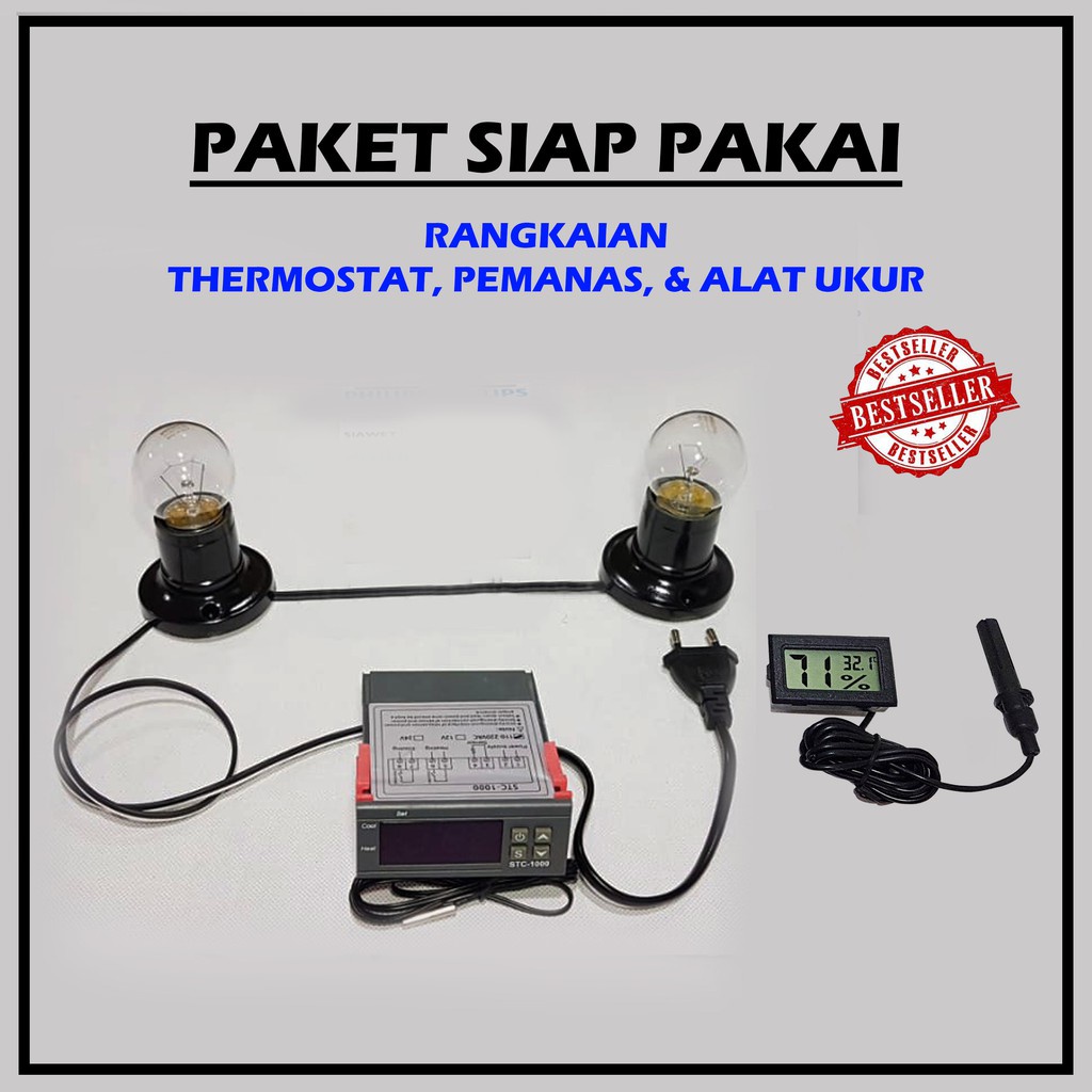 Paket Siap Pakai 2P THDS STC Thermostat Termostat Pemanas Hygrometer untuk Mesin Tetas