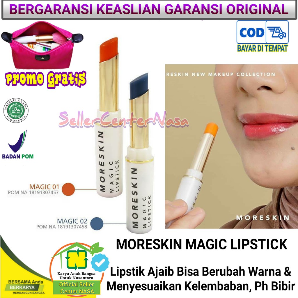MORESKIN MAGIC LIPSTIK ORIGINAL NASA Lipstik Ajaib Bisa Berubah Warna Menyesuaikan Ph Bibir
