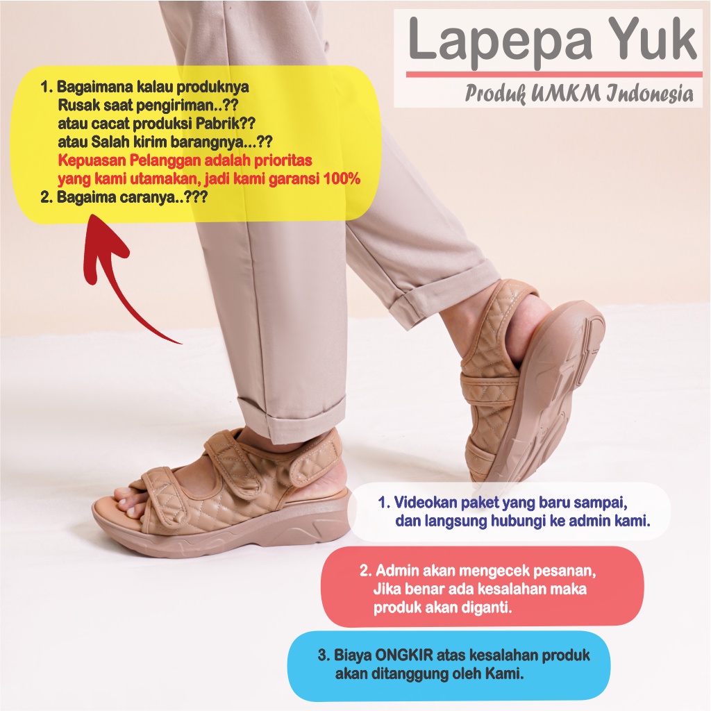 LAPEPA YUK -  Sepatu Sandal Wanita Casual Wedges ZAHRA Model Ban dua Strap Tali belakang Hak Tinggi Sole 4 cm Sendal Gunung Gladiator Korean Style Kasual Size 36 37 38 39 40 Warna Mocca Coksu Cokelat Terbaru Shoes Ori Original Mall Official Store