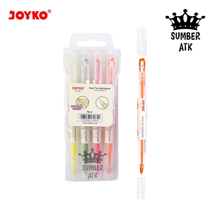 

Dual Tip Highlighter Penanda Berwarna Joyko HL-53 1 Set 4 Pcs 4 Warna - 1 Set