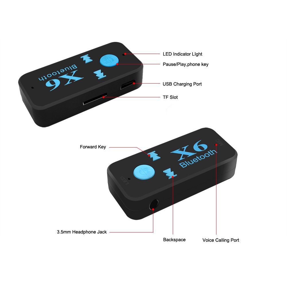 Perangkat Bluetooth Aux Audio Receiver Mobil HQX6 Black OMSCVZBK Grab Medan