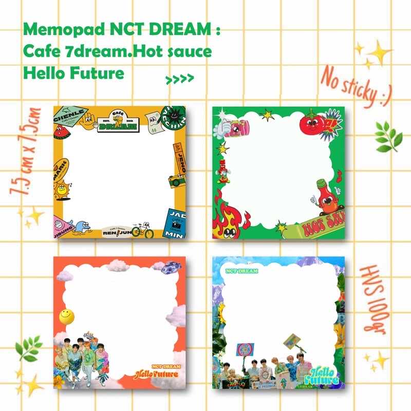 Memopad nct dream cafe 7dream merchandise hello future hot sauce mini note sticky memo
