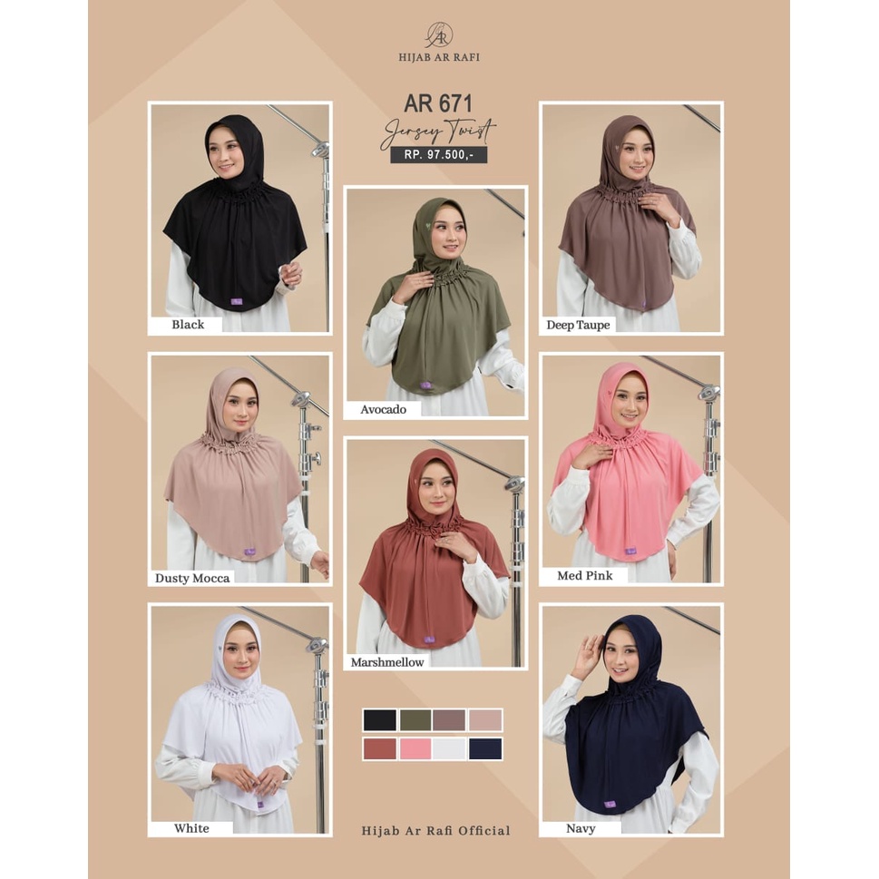 Hijab Jilbab Instan Bergo Kerudug Arrafi Terbaru AR 671 Original jilbab kerut leher