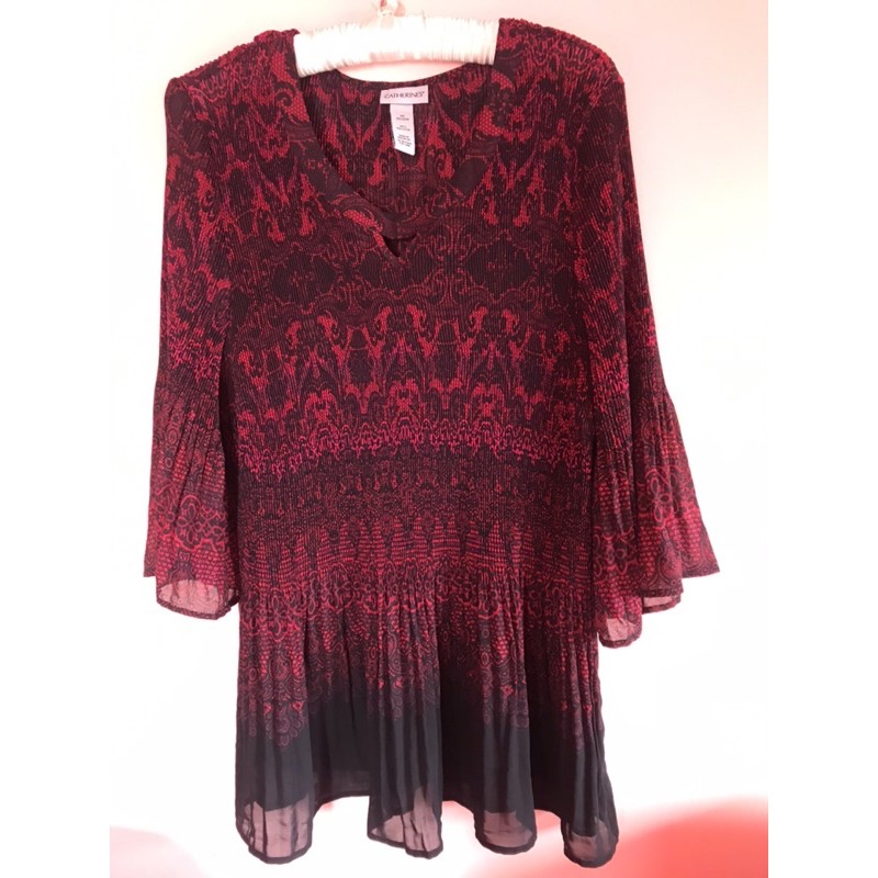 blouse wanita plisket merah hitam catherines