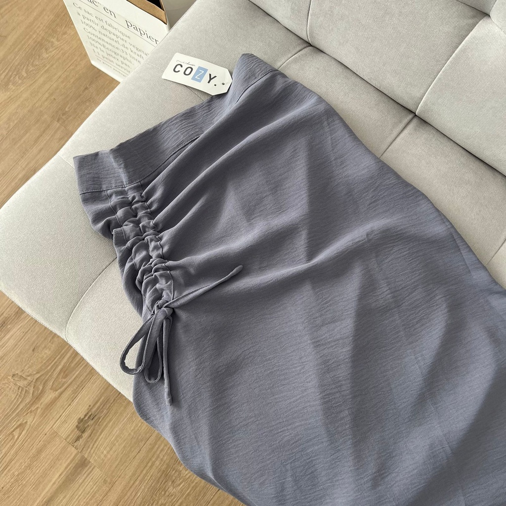 Tamara Skirt - Rok Serut Casual Flowy - Midi Maxi Ruched Skirt - Rok Wanita Korean Look-Lavender