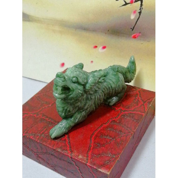 d6091 Mini Statue Giok Jadeite Ukiran Serigala Bersertifikat Grade A