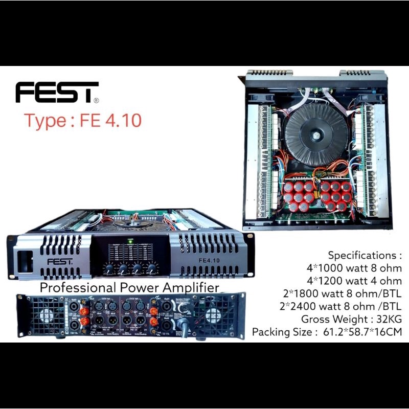 Power amplifier fest fe4.10 fe4 10 4CH garansi original