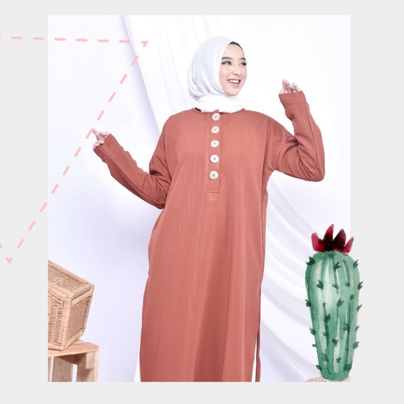 Willow Tunik  Knit Terracotta Busui Friendly bisa Kancing  