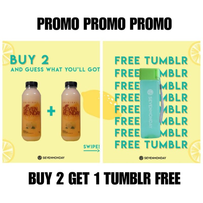 

(Siap kirim) beli 2 botol Lemon Seven Monday free tumbler