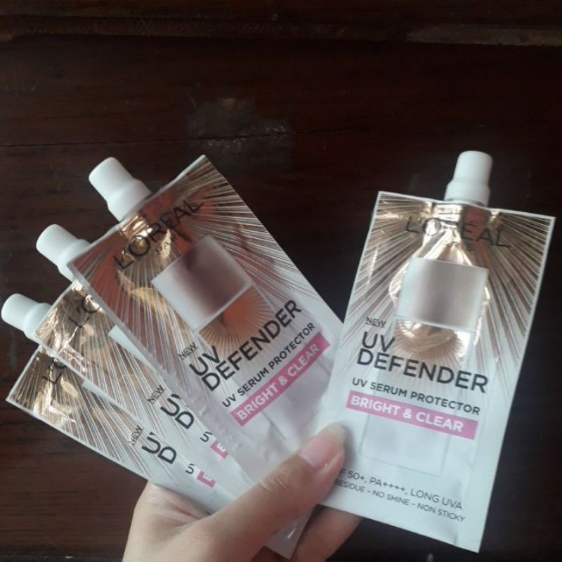 NEW Loreal UV defender bright & clear sachet 5.5ml
