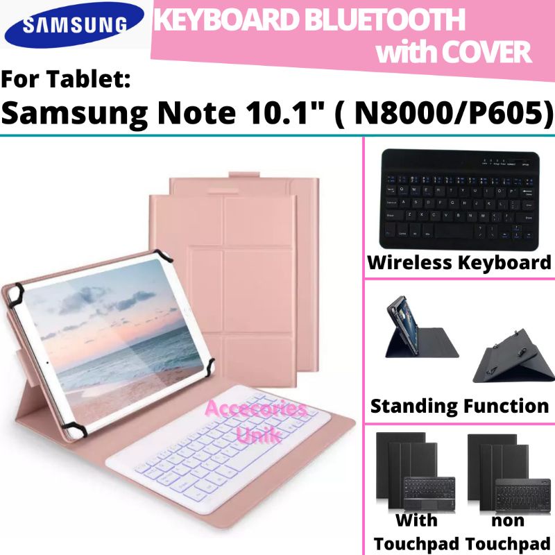 Samsung Galaxy Note 10.1 10 Inch N8000 2014 P600 P601 P605 Tab Tablet Book Cover Keyboard Wireless B