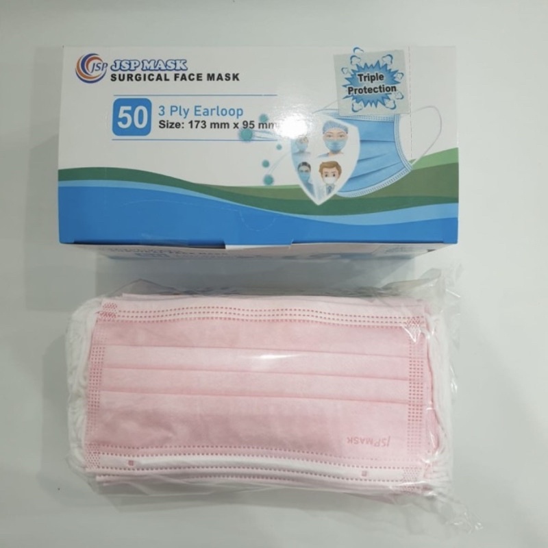 Masker Medis Surgical 3 ply earloop JSP Mask kemenkes embos @50pcs