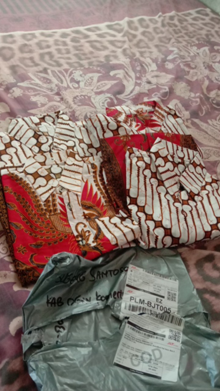 Batik Couple Keluarga Sania Ruffle Ori Ndoro Jowi Dnt Seno Merah Putih