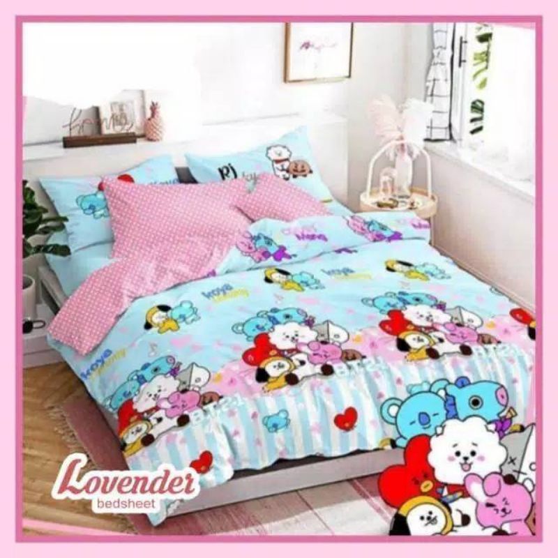 Sprei motif BT 21 SPRINGTIME pink & blue