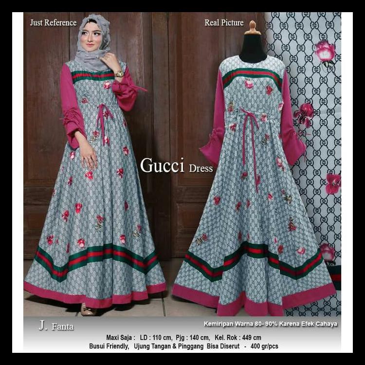 Baju Busana Muslim Wanita Gamis Syari Pesta Gucci Terbaru