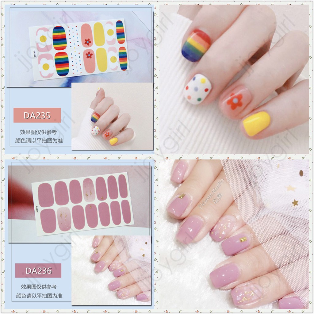 DA &amp; YW  Nail Sticker Kuku 3D Kartun Motif Stiker Kuku Glitter Hiasan Kuku 14PCS Cartoon