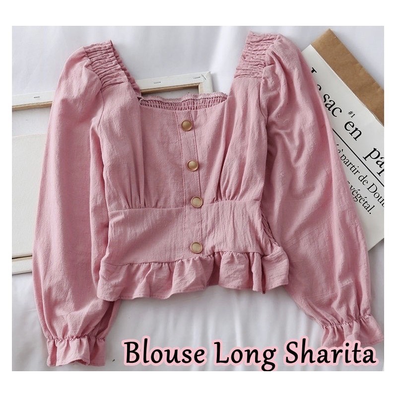 BLOUSE ANITA & SHARITA/ BLOUSE WANITA BAHAN KULIT JERUK/ BAJU CROP WANITA JUMBO-5