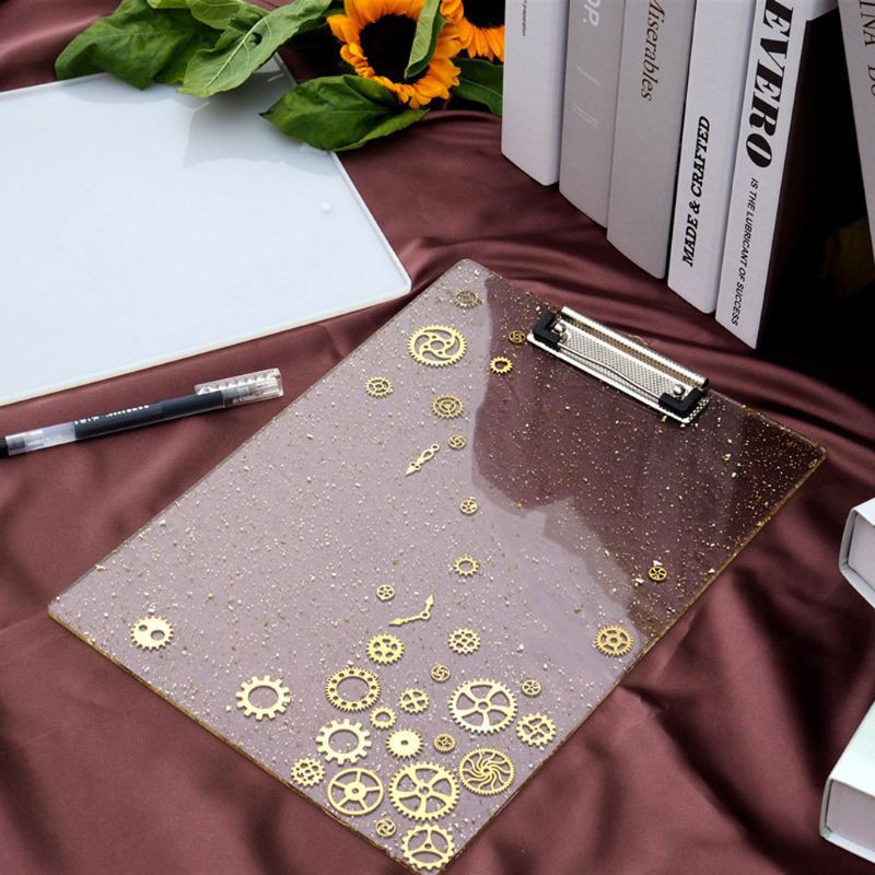 Glitter Handmade Vertical File Folder Resin Molds Portfolio Drawing Board Silicone Resin Casting Mold Stationery Art Craft Tools