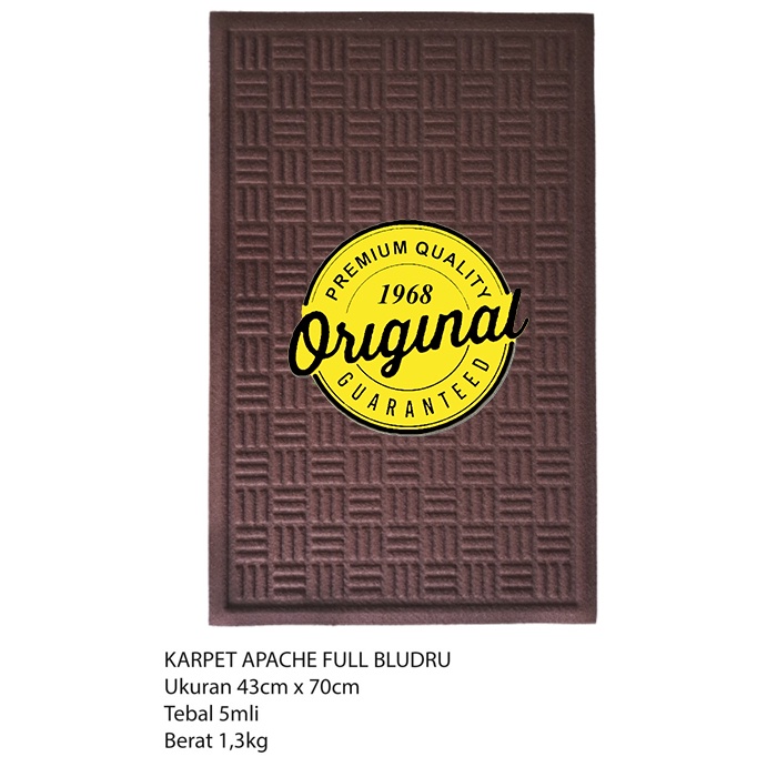 Keset Karpet Karet Bludru Anti Slip 43 x 70 - RCM Apache - Coklat