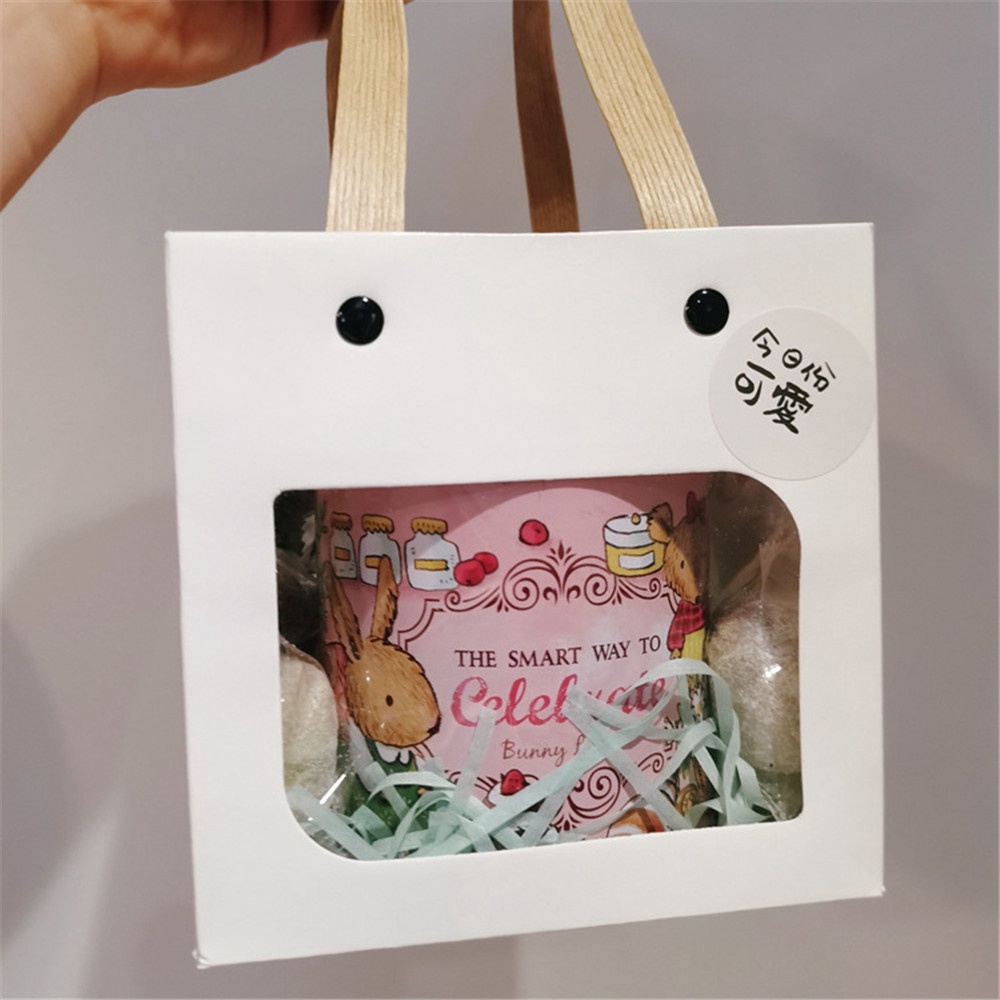 INS Cake Square Bottom Kraft Paper Bag Tas Kado Sederhana Baking Pouches