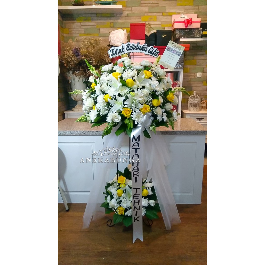 Standing Flower Karangan Bunga Besi Ucapan Duka Simpati Condolences Turut Berduka Cita Meninggal Shopee Indonesia
