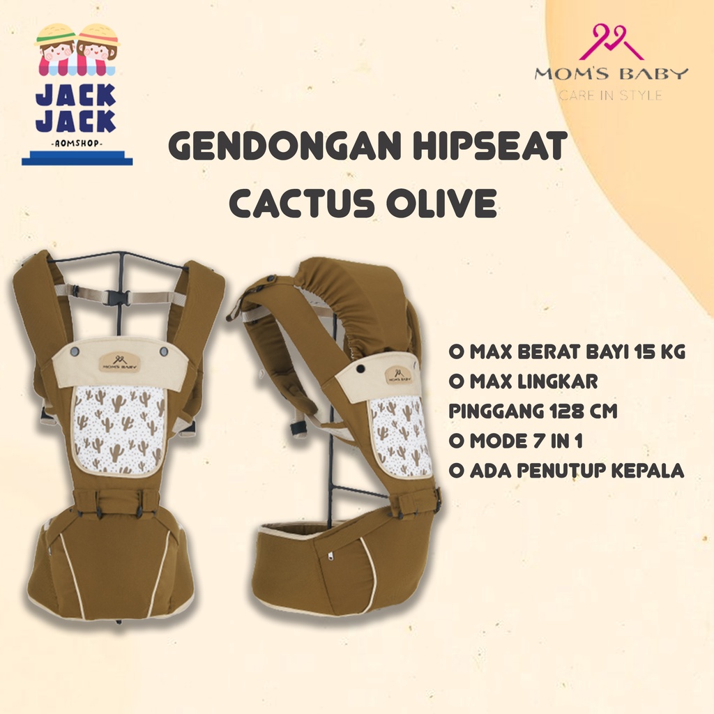 Moms Baby Gendongan Hipseat Cactus/Boho Series | Moms Baby Gendongan Bayi Depan Cactus/Boho Series