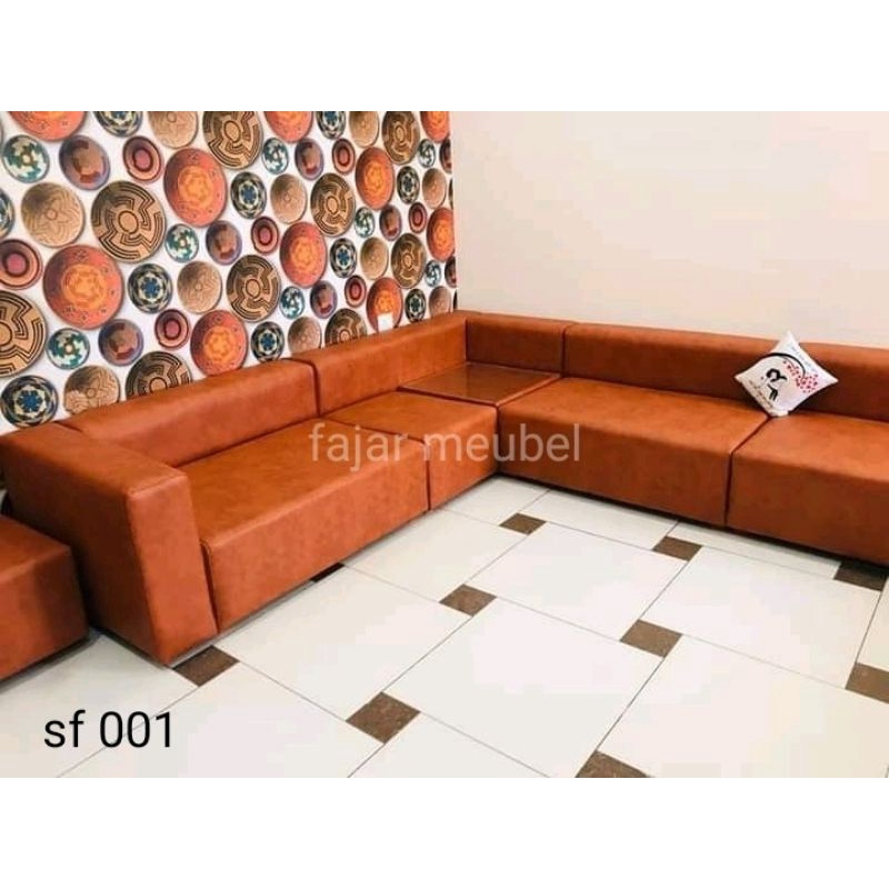 sofa minimalis L plus puff