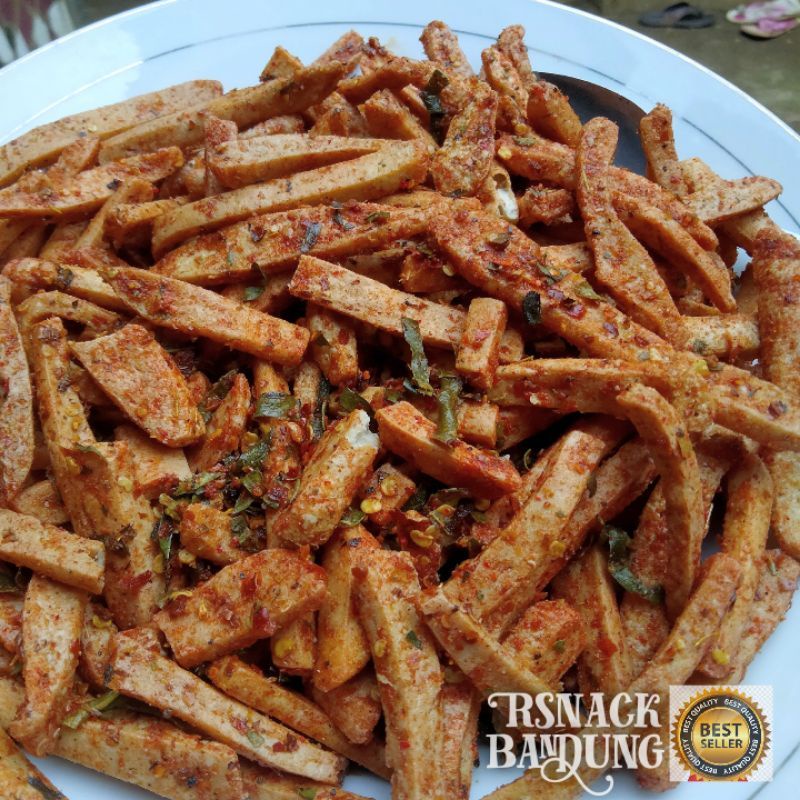 Basreng pedas daun jeruk baso goreng bandung 1kg.-1kg varian stik